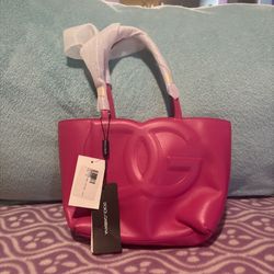 New Unused Dolce & Gabbana Pink Leather Tote Bag