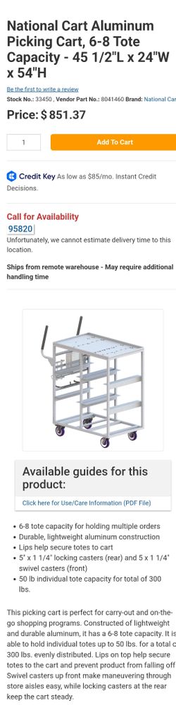 Used aluminum picking cart