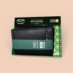 Rivet & Burr Genuine Leather Wallet- Black 