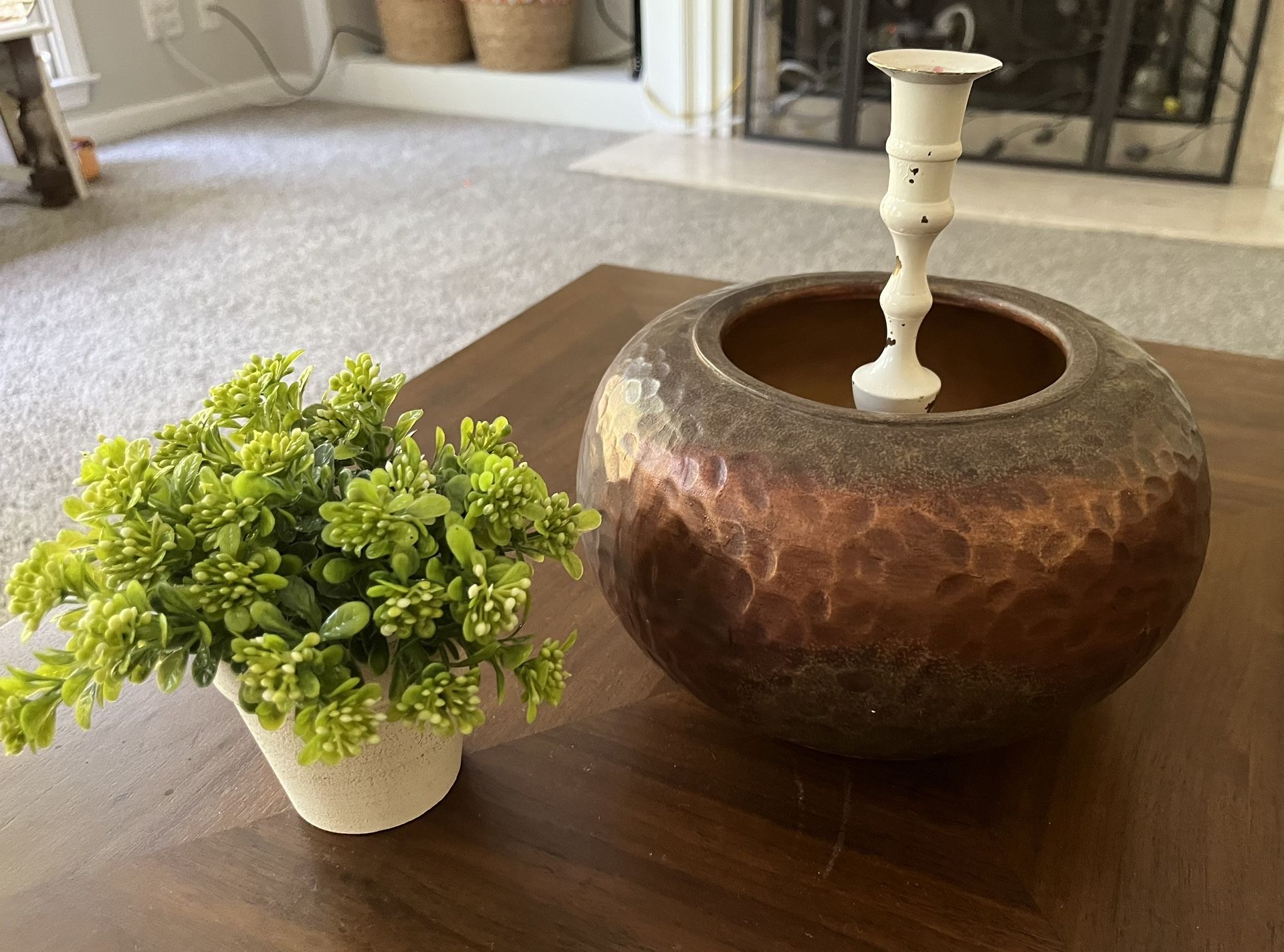 Antique Bowl Metal Hammered