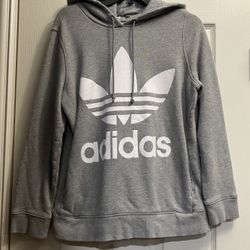 Adidas Women’s Hoodie Sweatshirt Logo Pullover Gray Long Sleeves Size Medium 