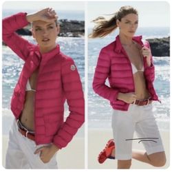 Moncler Women's Pink Lans Short Down Puffer Jacket