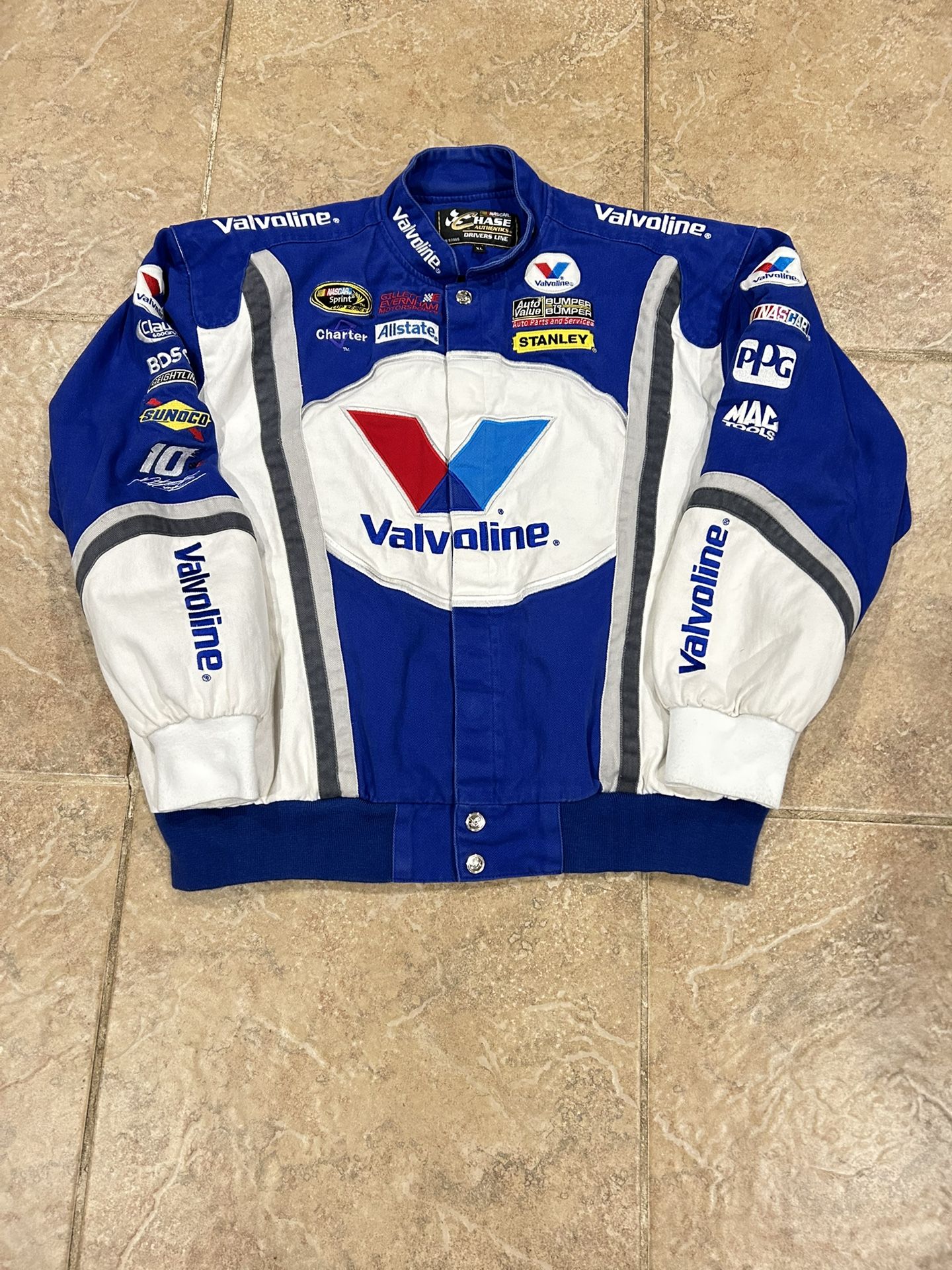 Vintage 80s Chase Authentic Nascar Valvoline Jacket, Embroidered Size XL
