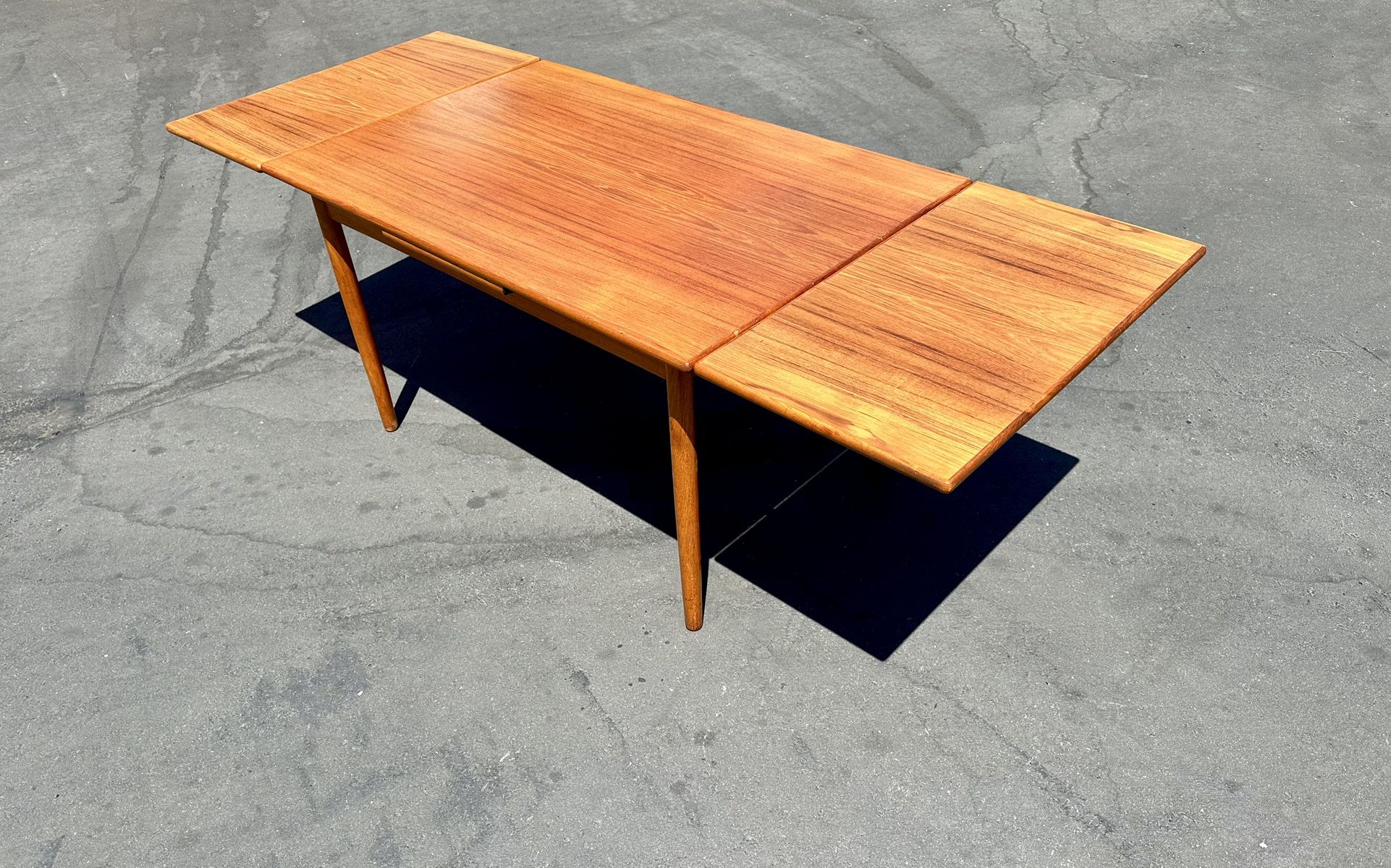 Mid Century Teak Danish Draw Leaf Dining Table
