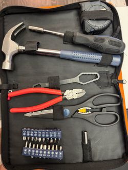 Home Tool Set (hammer, tape measure, pliers, bit set, scissors)