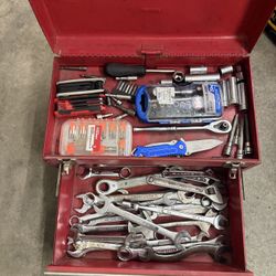 Toolbox with Wrenches, Sockets & Ratchet – Used, Good Condition