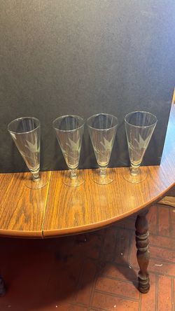 $25-4 Etched Glass Pilsner Glasses