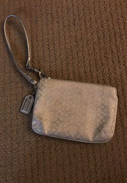 Small Coach wristlet Silver