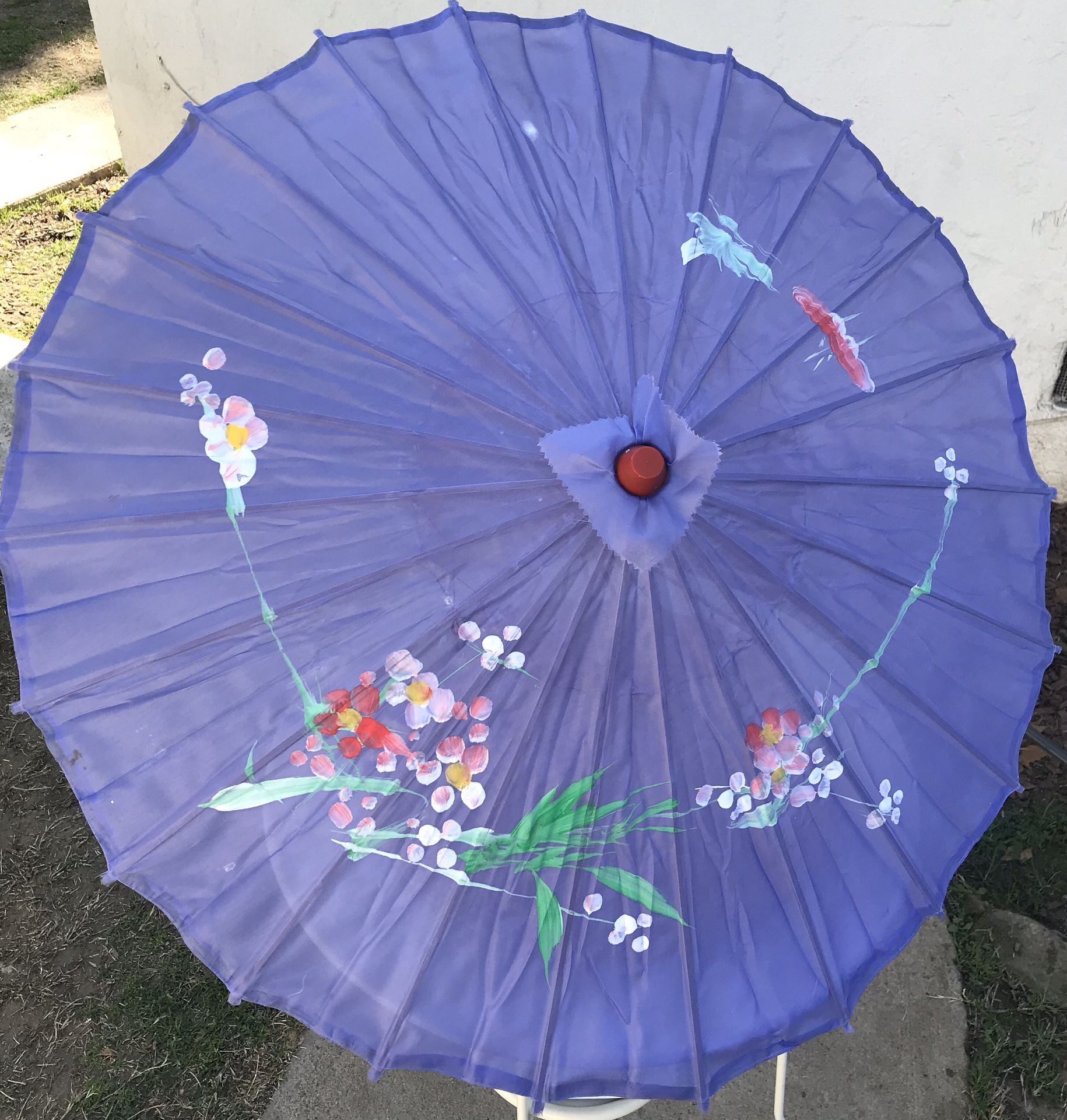 Lavender Floral Print Bamboo Parasol Umbrella