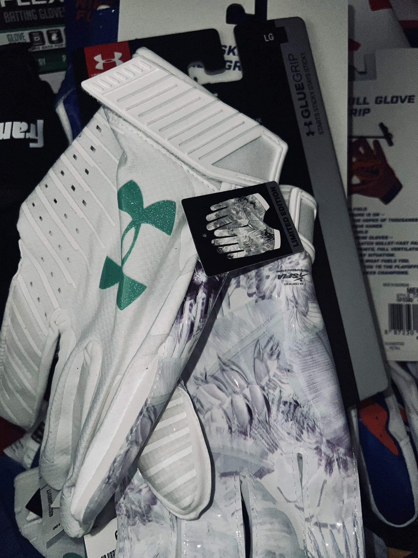 Limited Edition Under Armour Football Gloves Floral UA Spotlight GlueGrip