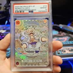One Piece CCG Monkey.D.Luffy 3rd Anniversary Gold OP05-119, PSA 10 Japanese
