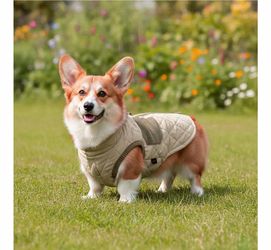 Dog Coat Warm Dog Coat Winter Windproof Fleece Jacket with D-Ring Vest Warm Jacket Puppy Snow Clothing for Small and Medium Dogs (S, Khaki)