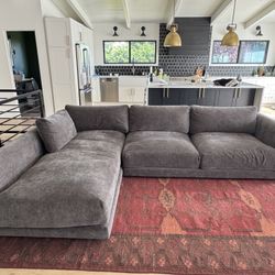 Room & Board Clemens Deep Sofa Couch with Chaise – 125” – Charcoal – $3,200 OBO 