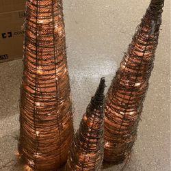 Decorative Lighted Christmas Trees Three 