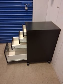 Dark Brown Rolling Drawer Cabinet