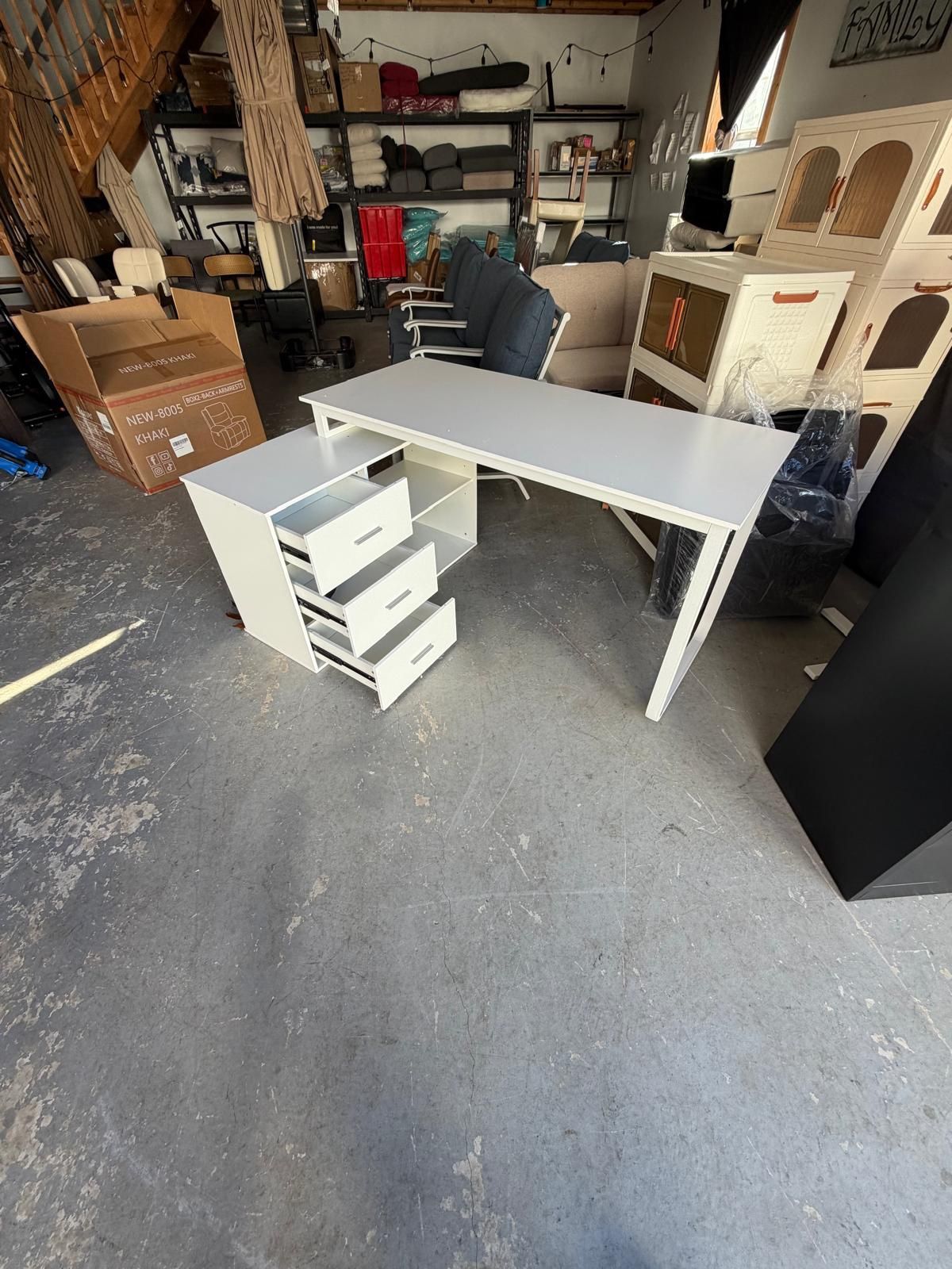 White L Shaped Computer Desk