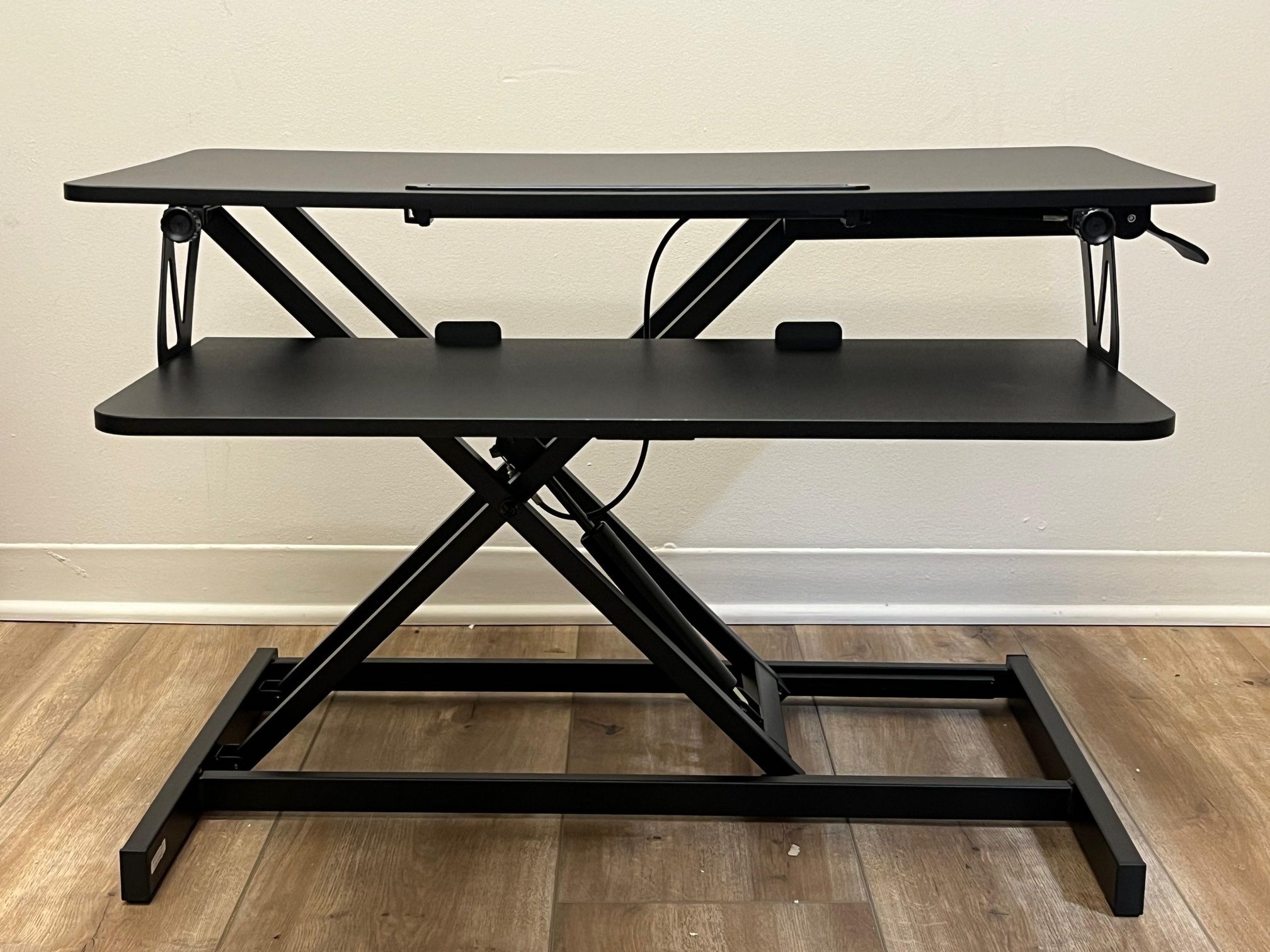 FEZIBO Adjustable Height Standing Desk Converter for Dual Monitor, Black Finish, 32