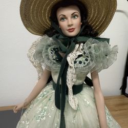 Gone With The Wind Franklin Mint 16” Scarlett O’Hara Vinyl Portrait Doll