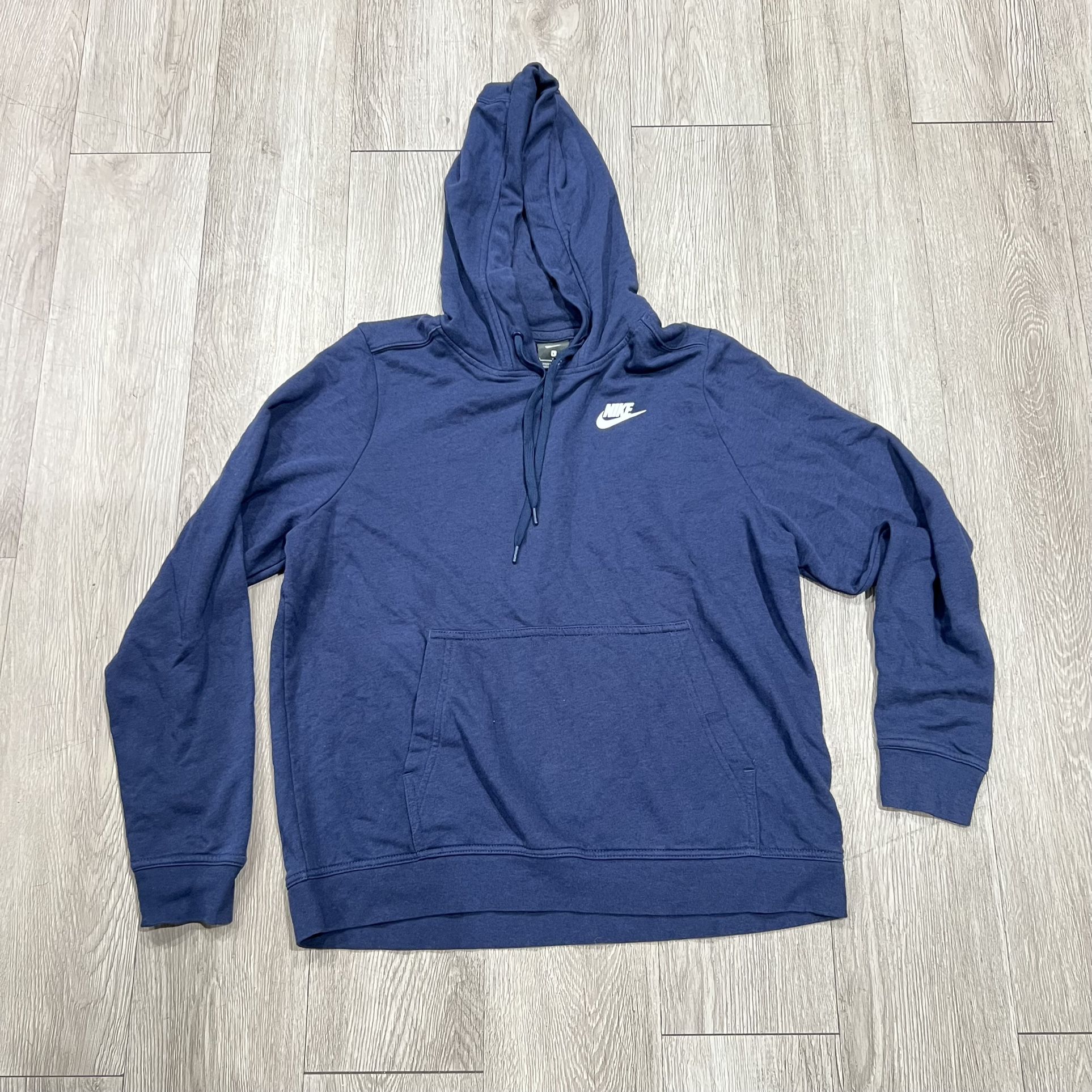 Nike Men's Club Fleece Thin Lightweight Pullover Hoodie Navy Blue Size Large