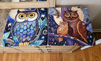 Set of Opulent Owls Jewel Tone Reversible Throw Pillow Covers 15.5"x15.5" NWOT