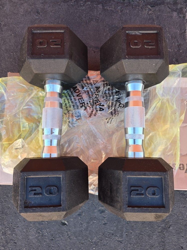 2-20 Lbs Rubber Hex Dumbbells With Chrome Handles