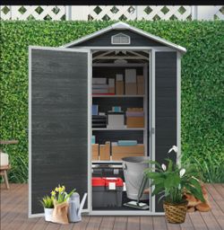 4ft x6 ft Outdoor plastic Storage Shed with floor,Black