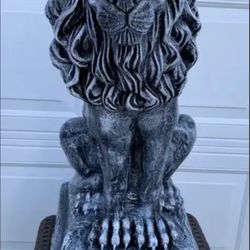 3 Foot Tall Stone Colored Lion Statue