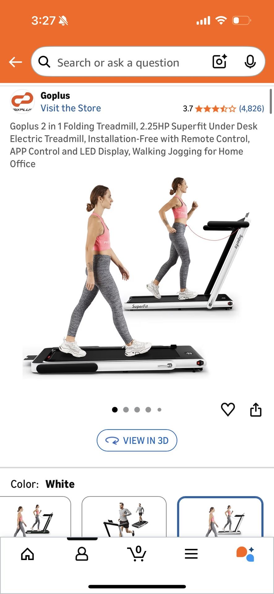 Goplus Foldable Walking Under Desk Treadmill 