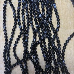 5 15” strands Banded Black Agate gemstone 10mm round beads quality agates