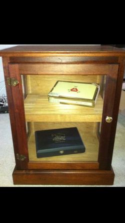Large Quality Cherrywood & Cedar Glass Cabinet Humidor & dozens more unique items posted here