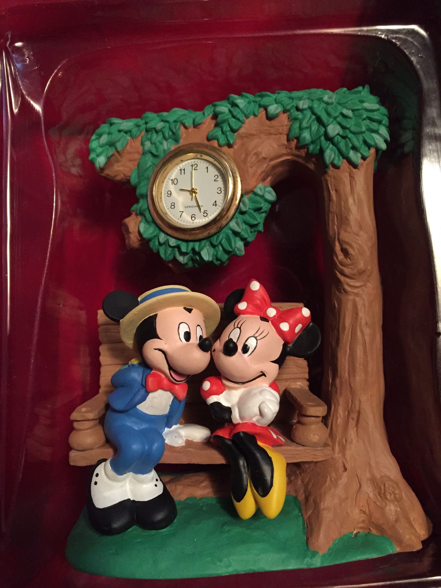 DISNEY MICKEY MOUSE AND MINNIE DESKTOP CLOCK SCULPTURE NIB