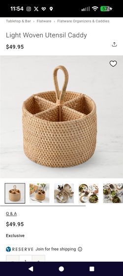 Williams Sonoma light woven utensil caddy