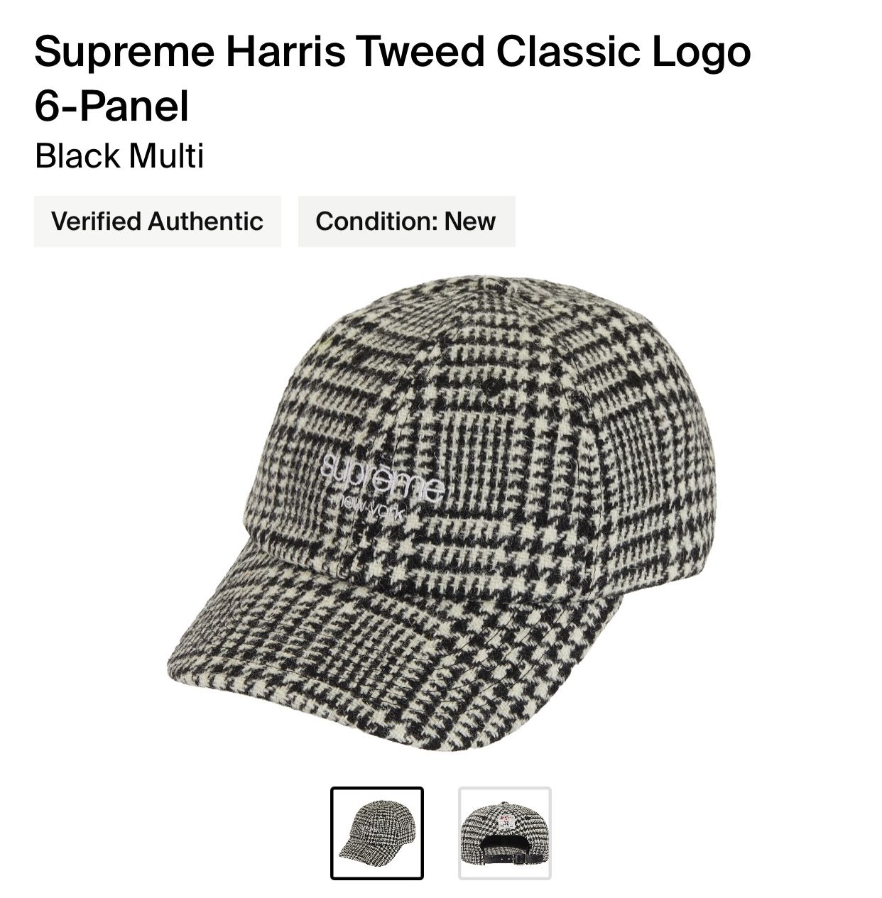Supreme Classic Logo Harris Tweed 6 Panel Hat Camp