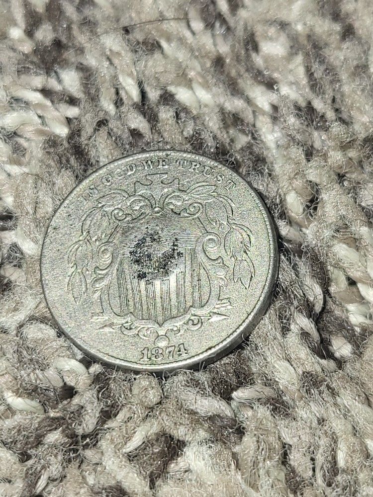 1874 Shield Nickel With Missing Reversed