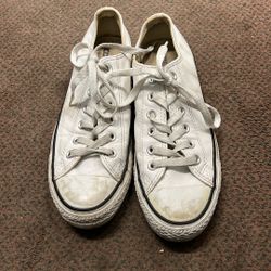 M6/W8 White Leather Converse Sneakers
