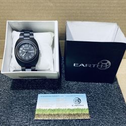 Earth Hilum Unisex Dark Brown Wood Tonneau Analog Watch w/Box, SEDE02