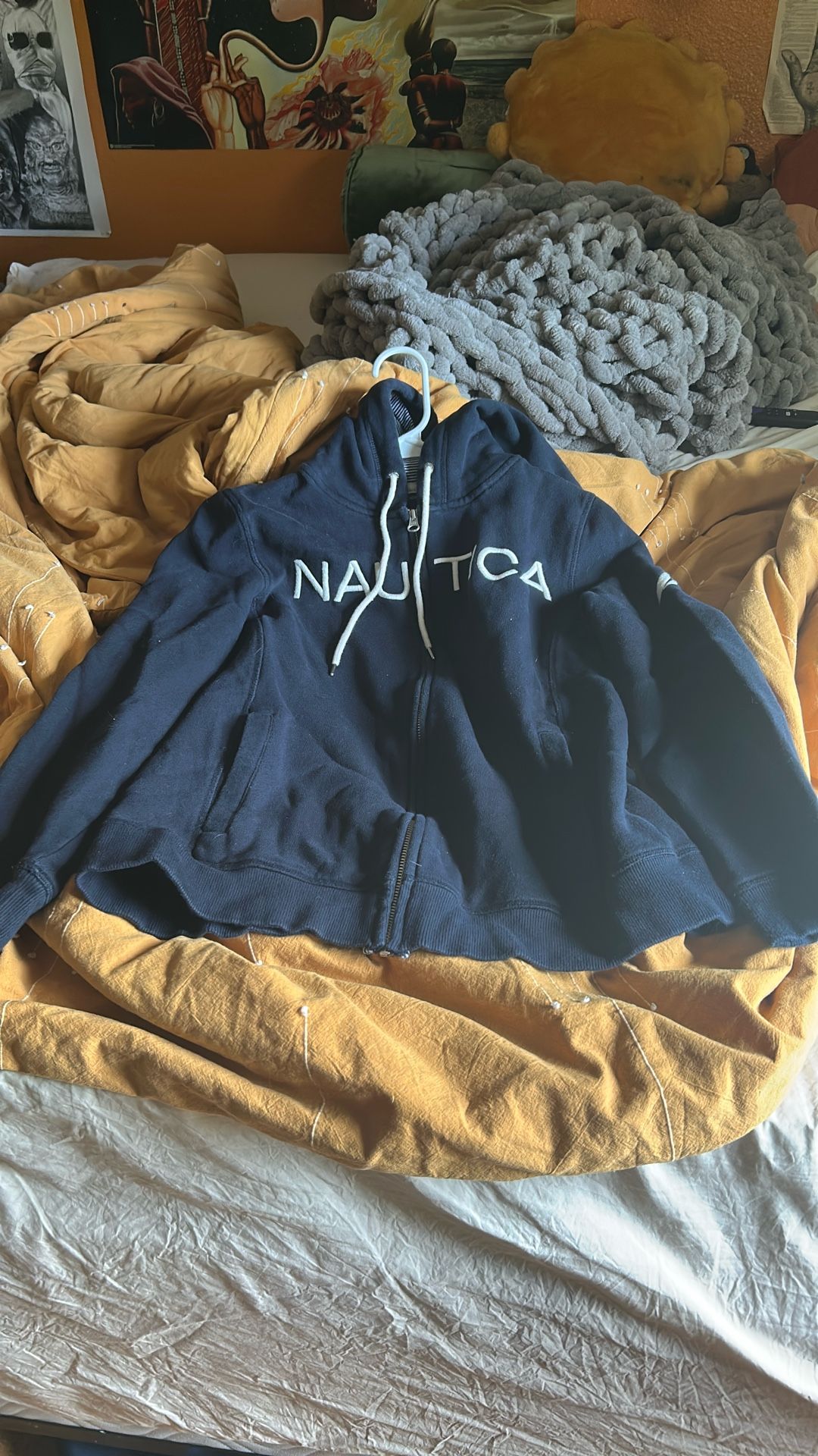 Nautica Large-size (womens petite) Striped Hoodie, Dark Blue
