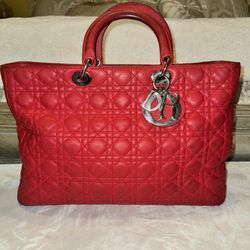 Lady Dior Red Leather Handbag