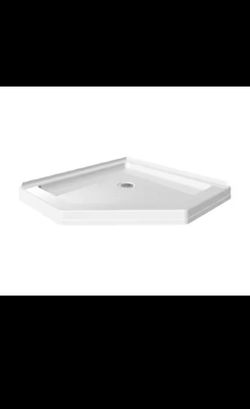 Delta Neo-Angle Corner Shower Pan Base with Corner Drain, White, 38'' x 38