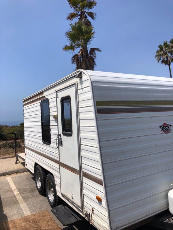 Vintage 1988 Sante 14 foot Toy Hauler / Travel Trailer / Camper for Sale in Orange, CA OfferUp