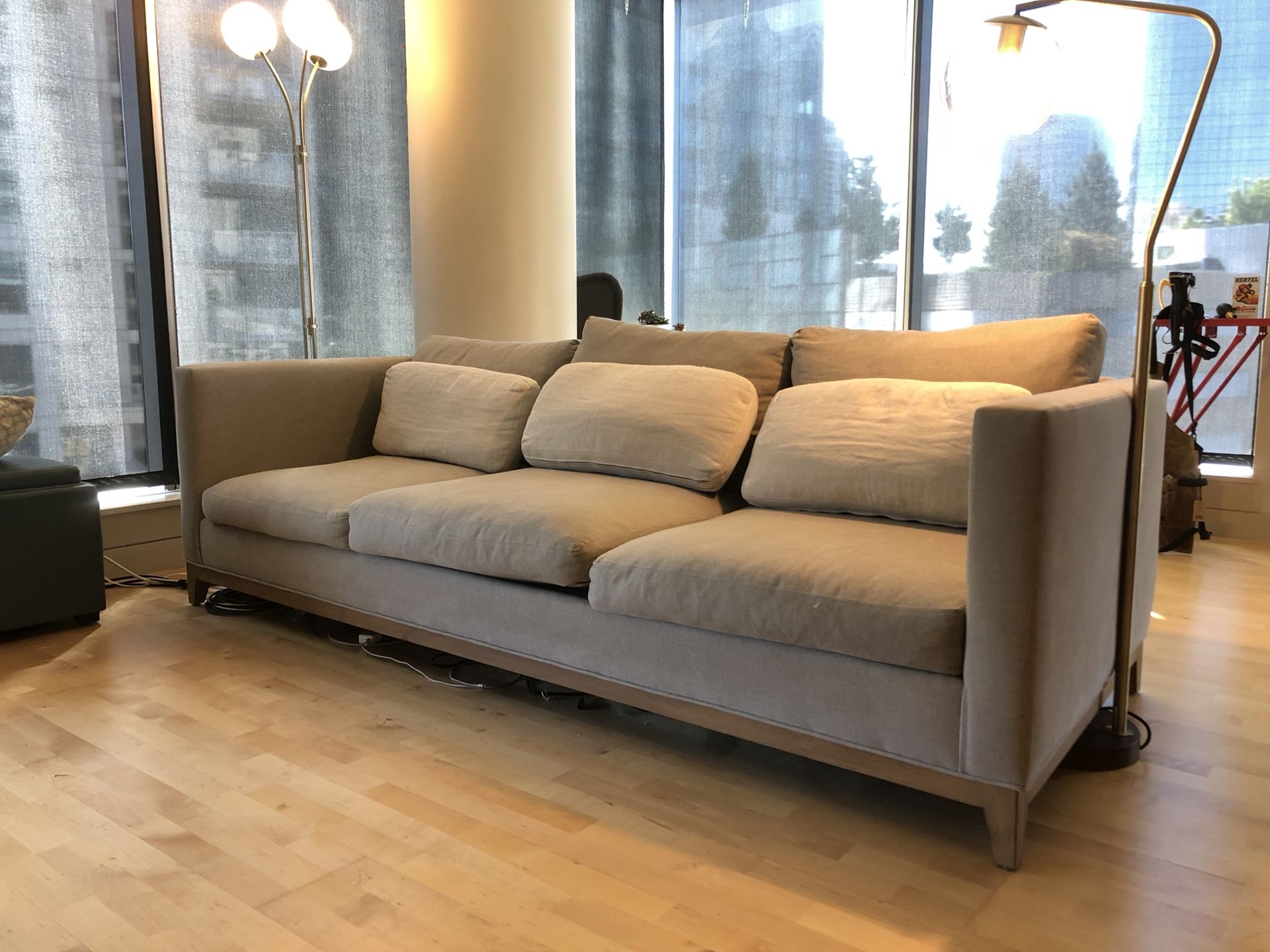 Crate & Barrel Taraval oak wood-base sofa