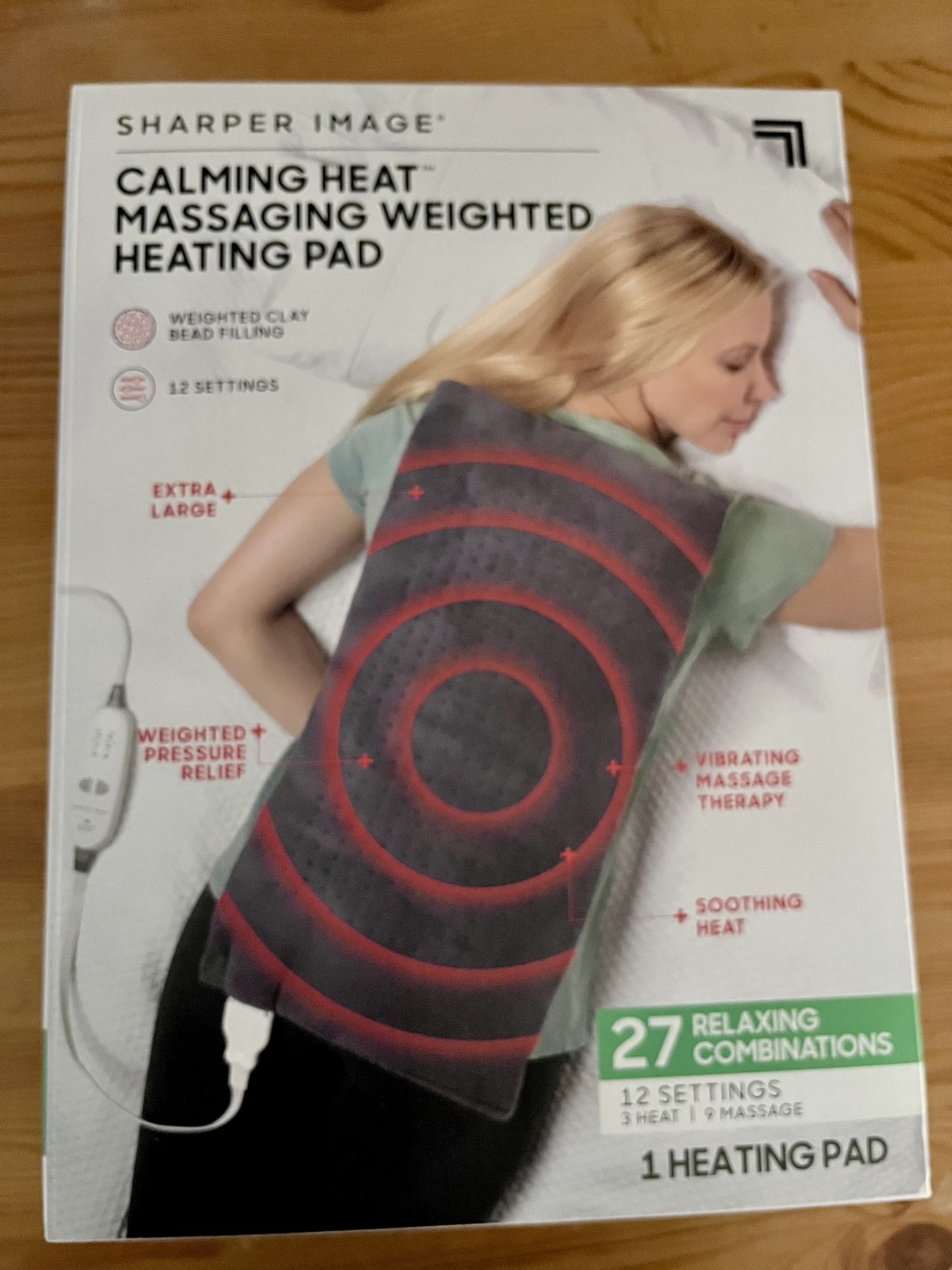 SHARPER IMAGE• CALMING HEAT™ MASSAGING WEIGHTED HEATING PAD