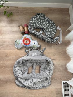 My Brest Friend nursing pillow, tummy time pillow, shopping cart baby cover, new muslin blankets