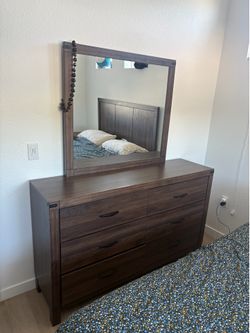 Wood Dresser with Mirror