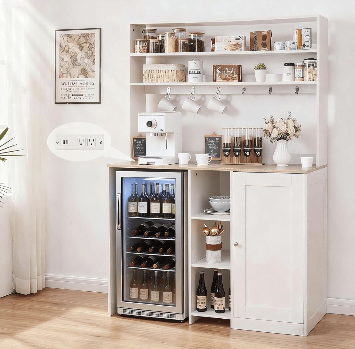 Tea & Coffee Bar, Home Bar,Kitchen Cabinet 