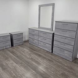 Dresser Whit Mirror, Chest And 2 Nightstands - Cómoda Con Espejo , Gavetero Y 2 Mesitas De Noche 