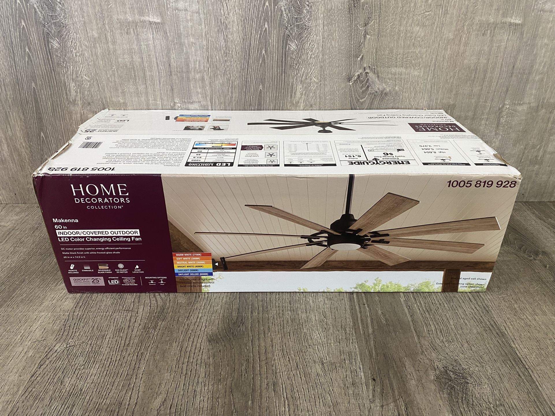 Home Decorators 60in. Makenna Indoor/ Covered Outdoor Ceiling Fan