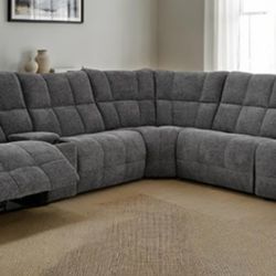 Brand New Grey Super Plush Chenille Power Reclining Sectional Sofa