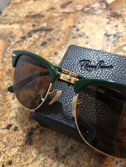 Ray Ban Clubmaster Folding 0RB2176 Green On Arista Size 51 Temple 145