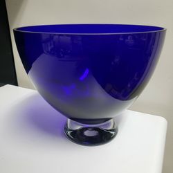 Barski 10" Cobalt Glass Fruit Bowl w/ Clear Base